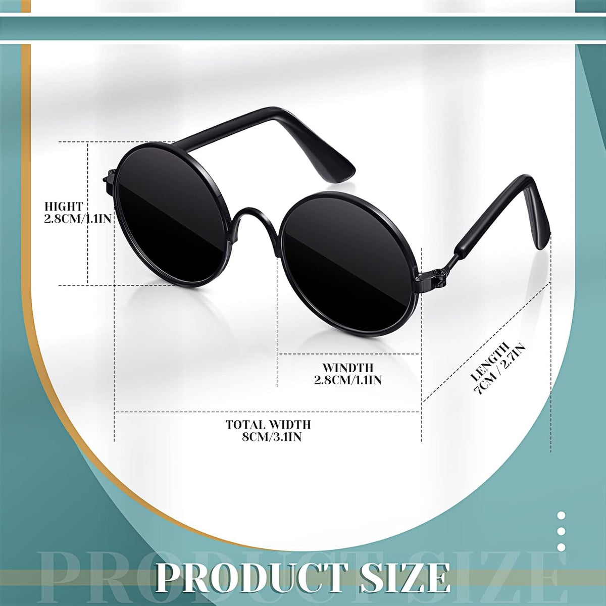 Dog Sunglasses Retro Pet Glasses Doll Glasses Classic Round Dog Glasses Metal Cat Puppy Eye Wear