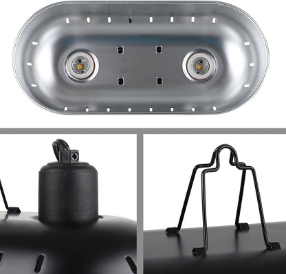 15inch Dual Reptile Light Fixture, Max 150W Dual Reptile Heat Lamp Fixture with 100W Basking Spot