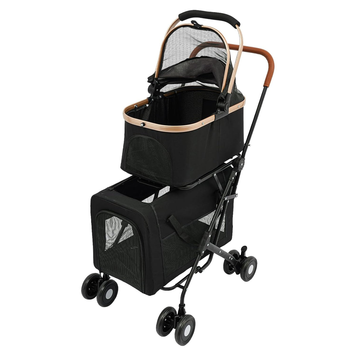 Double Pet Stroller with Detachable Carriers, Large Cat & Dog Stroller with 4 Wheels, Foldable Pet
