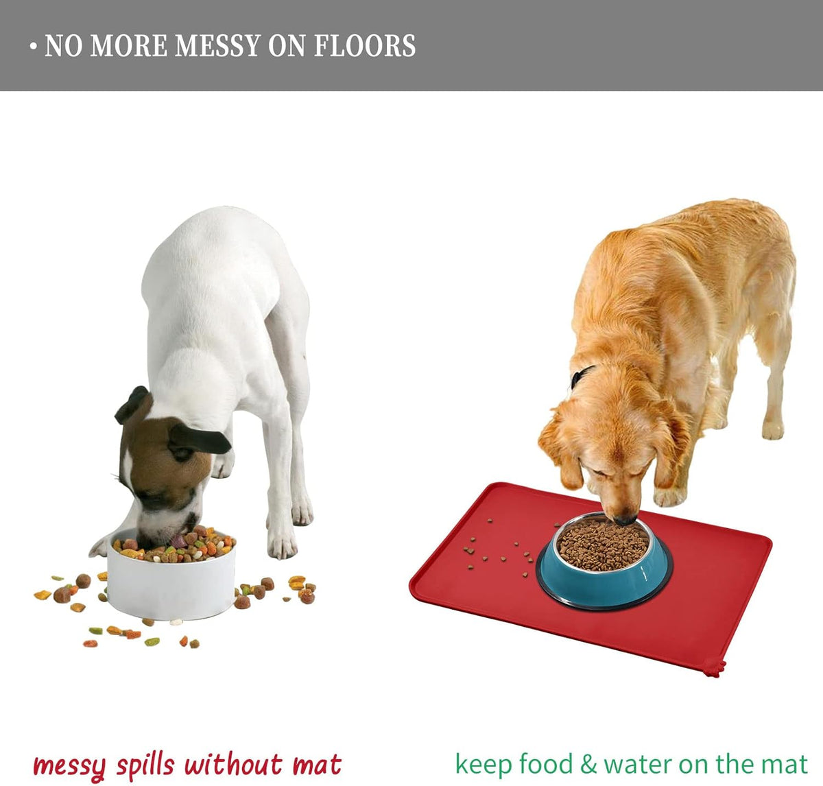 Waterproof Pet Feeding Mat with High Raised Edges, Heavier and Thicker Placemats for Cat Dog Water
