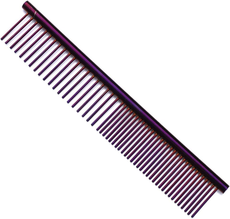 ZoCr Stainless Steel Pet Comb for Dogs Cats, Pet Grooming Comb with Different Spaced Rounded Teeth