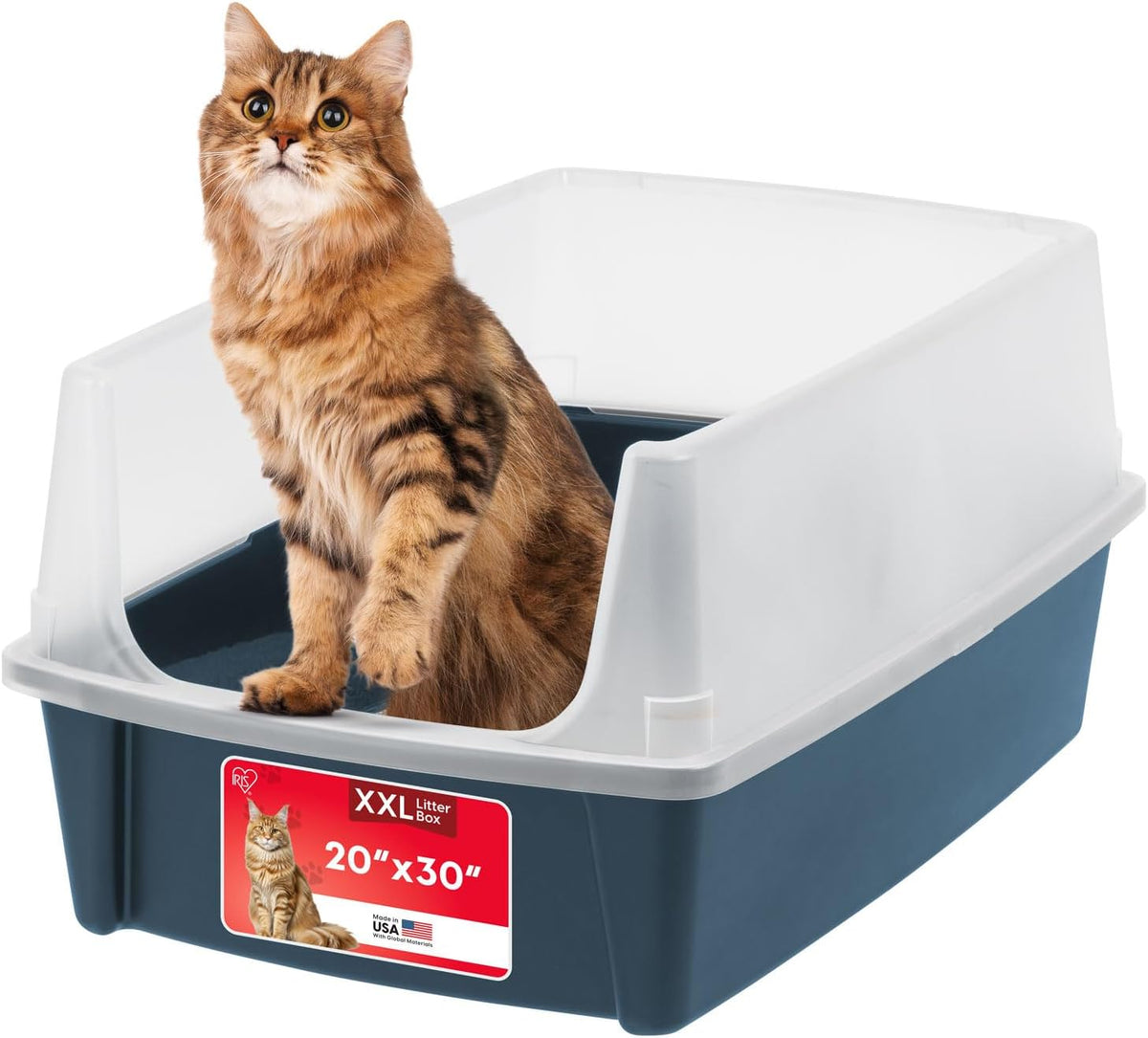 IRIS USA XX-Large Cat Litter Box, Open Top Extra Large Litter Box for Big Cats and Multi-Cat