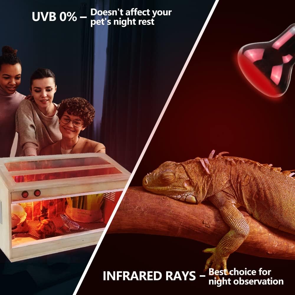 LUCKY HERP 50W Reptile Heat Lamp Bulbs 2 Pack, Reptiles & Amphibians Infrared Basking Spot Lamp