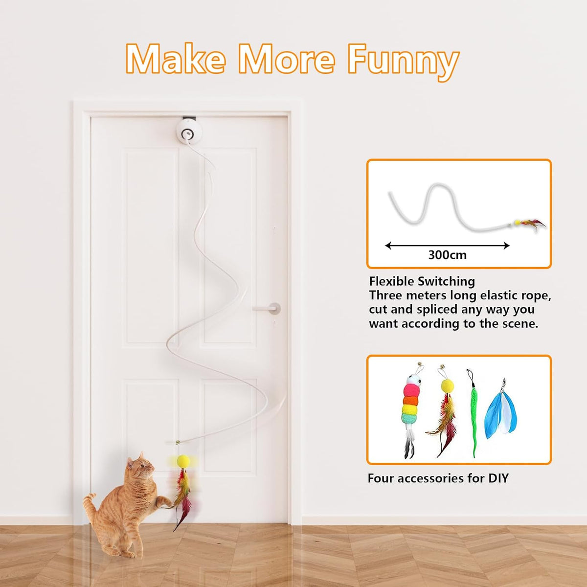 Cat Toys Interactive for Indoor, Cats Toy Hanging Door Electric for Bored, Feather Toy Kitten