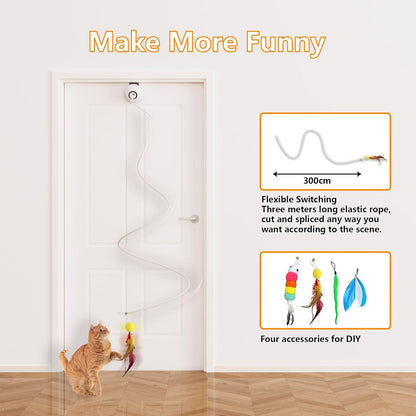 Cat Toys Interactive for Indoor, Cats Toy Hanging Door Electric for Bored, Feather Toy Kitten