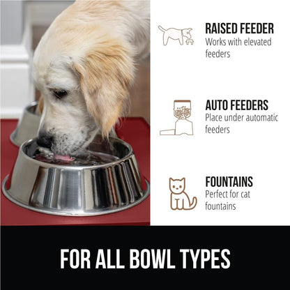 GORILLA GRIP 100% Waterproof Raised Edge BPA Free Silicone Pet Feeding Mat, Dog Cat Food Mats