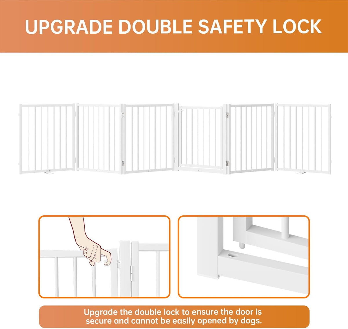 Full Metal Freestanding Dog Gate with Door, 24'' Height Foldable Pet Dog Fence for Indoor &