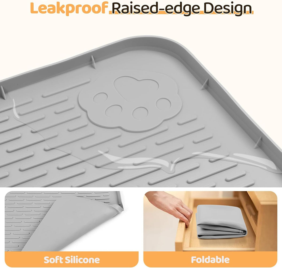 Dog Food Mat, Extra Large 40" x 28" Silicone Pet Feeding Mat for Small, Medium, and Large Pets