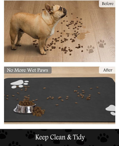 Pet Feeding Mat-Absorbent Dog Mat for Food and Water Bowl-No Stains Quick Dry Water Dispenser