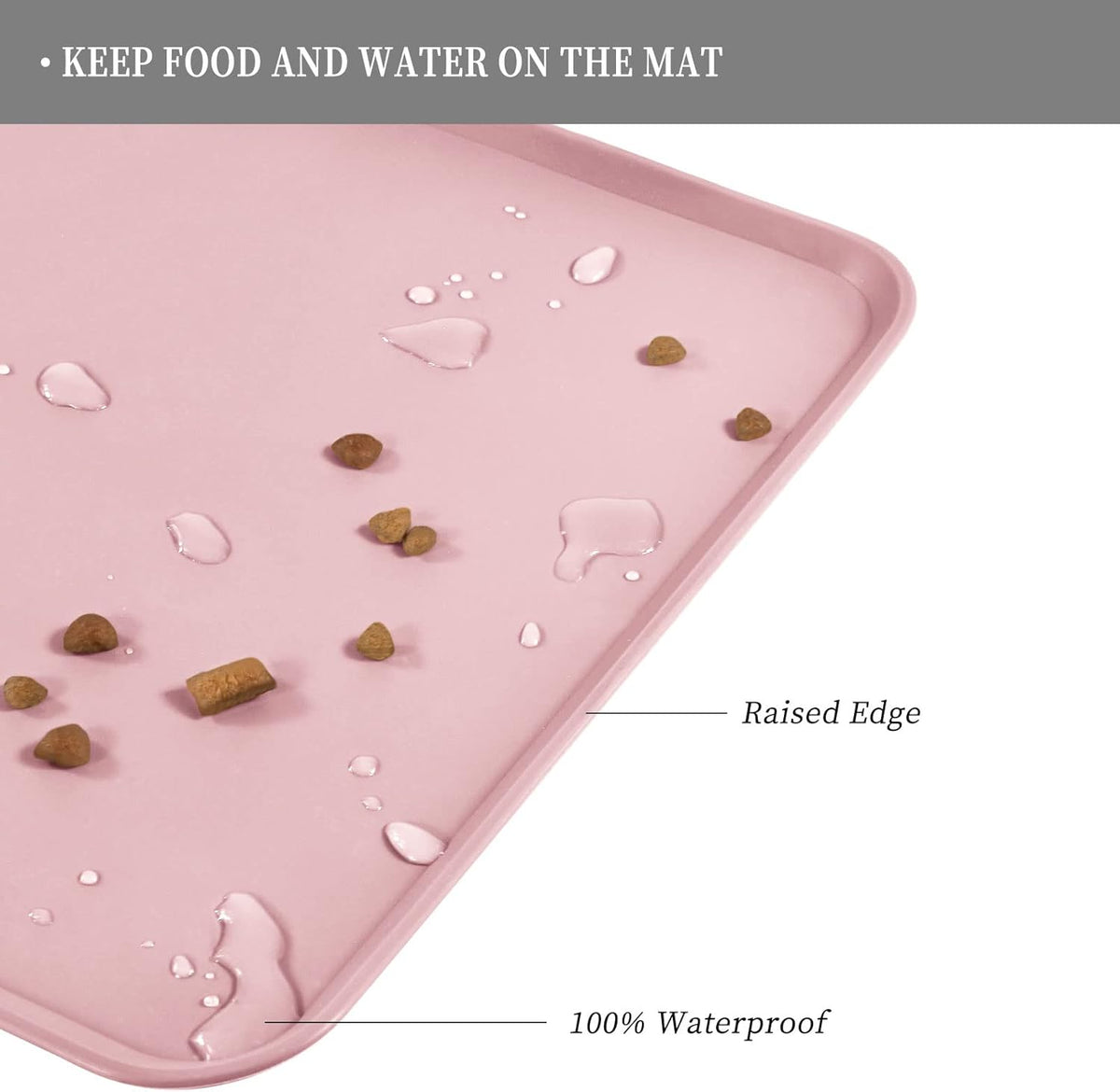 Waterproof Pet Feeding Mat with High Raised Edges, Heavier and Thicker Placemats for Cat Dog Water