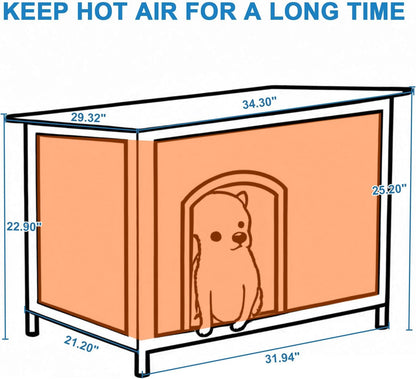 Dog House Outdoor Insulated 34.3" L Dog Kennel 6 Sides All-Round Foam Winter Weatherproof for Small