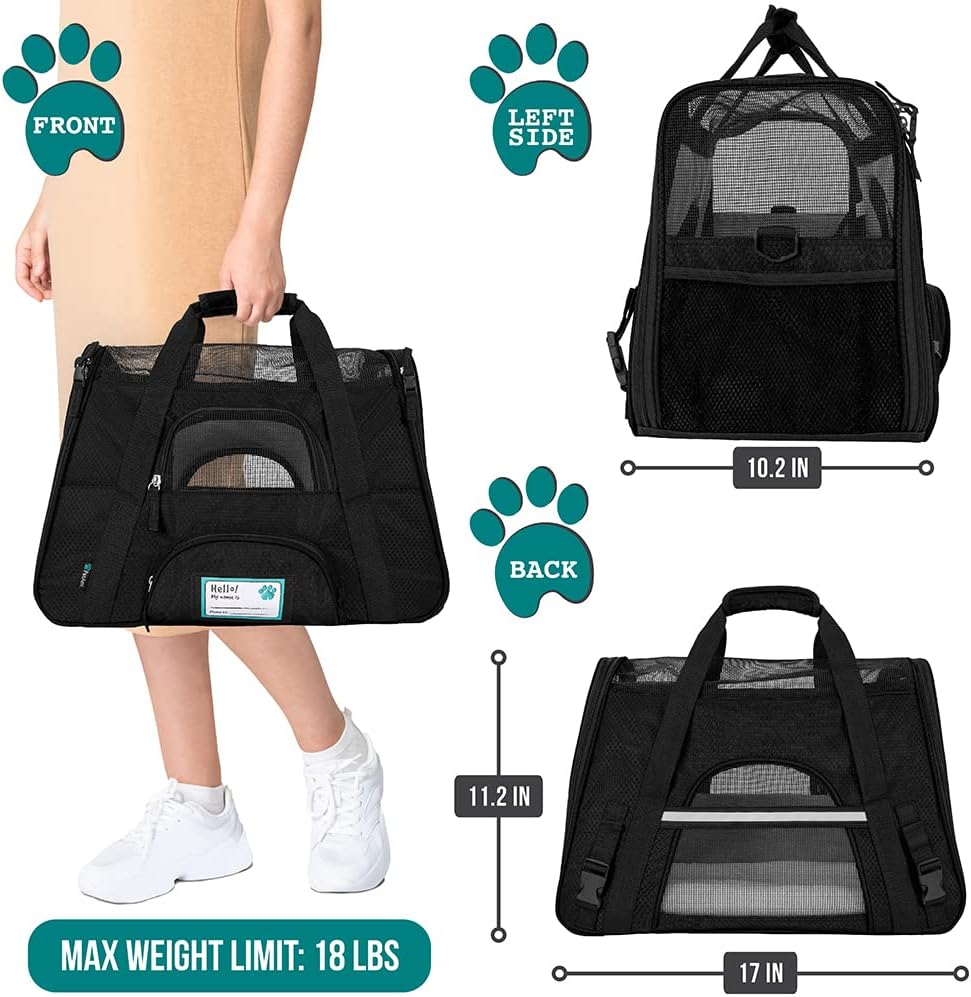 PetAmi Airline Approved Pet Carrier for Cat, Soft Sided Dog Carrier for Small Dogs, Cat Travel
