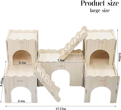 Large Wooden Hamster House Castle with Double Decker,Large Hamster, Wooden Hamster Houses,Dwarf