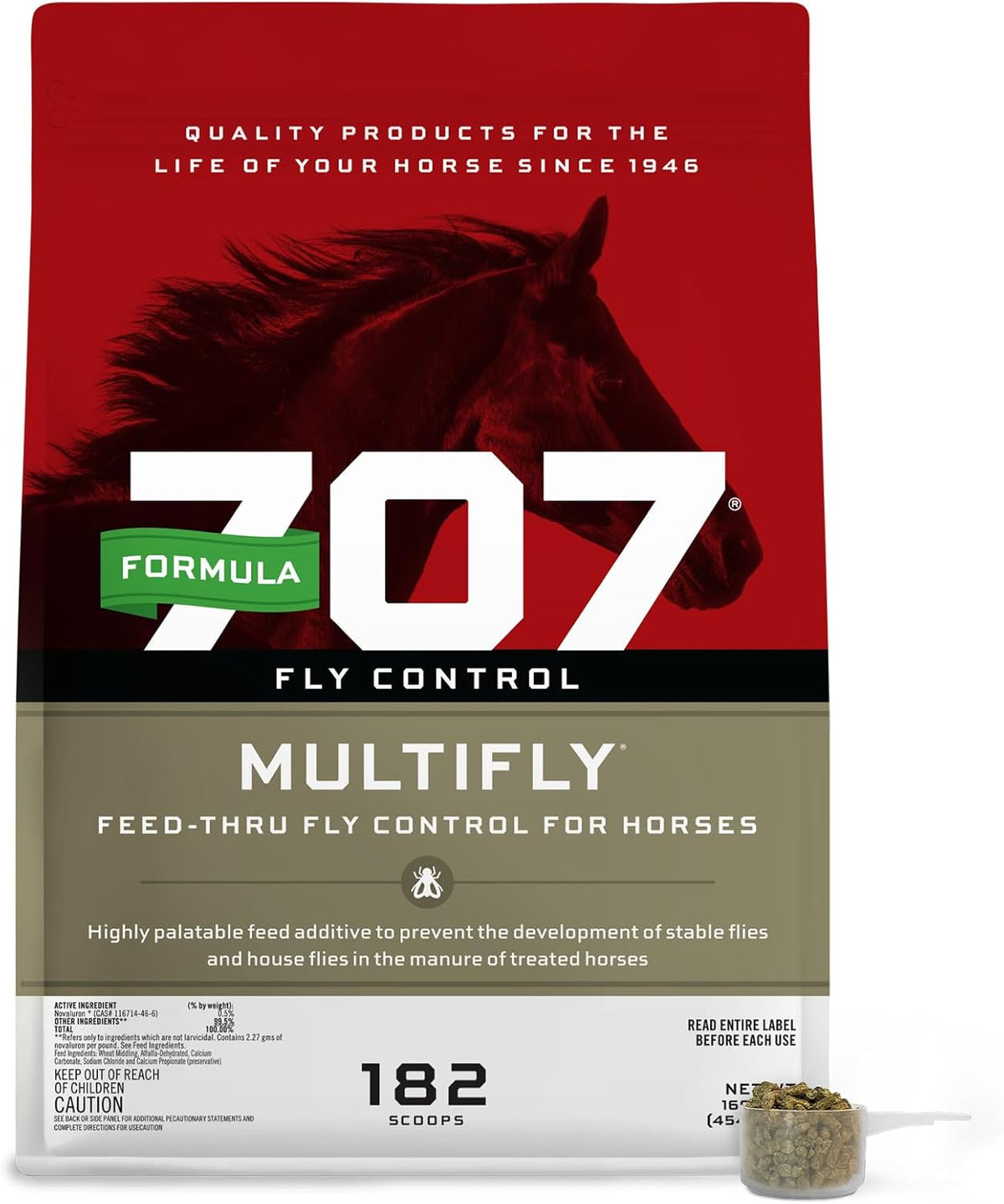 Formula 707 MultiFly Feed-Thru Fly Control Pellets for Horses - Palatable & Safe Fly Population