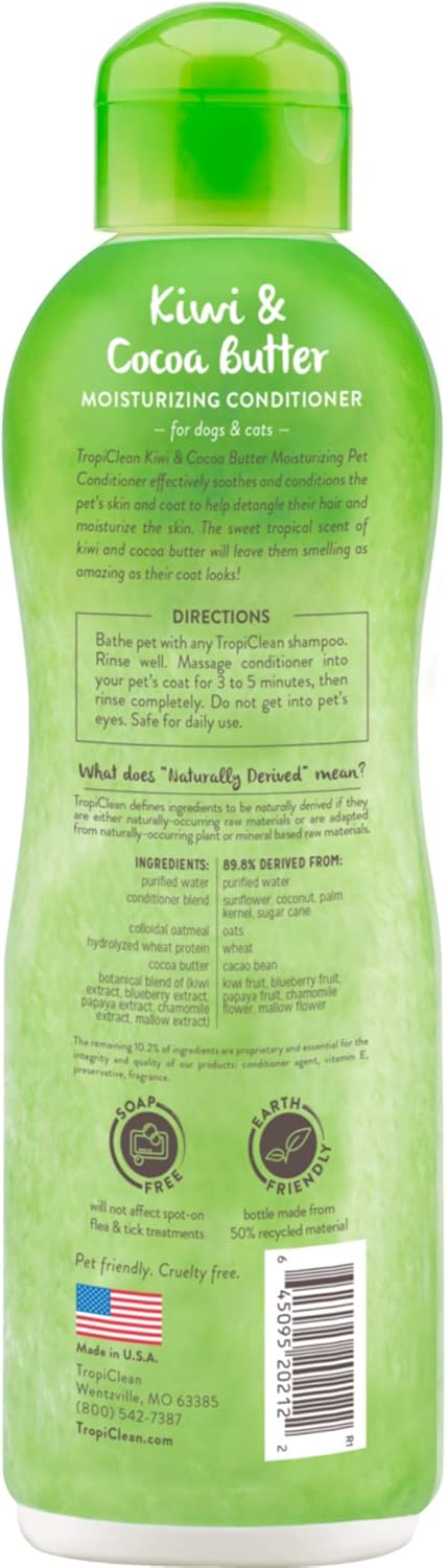 TropiClean Dog Conditioner, Easy Detangling & Moisturizing Conditioner, Puppy Safe, Made in The