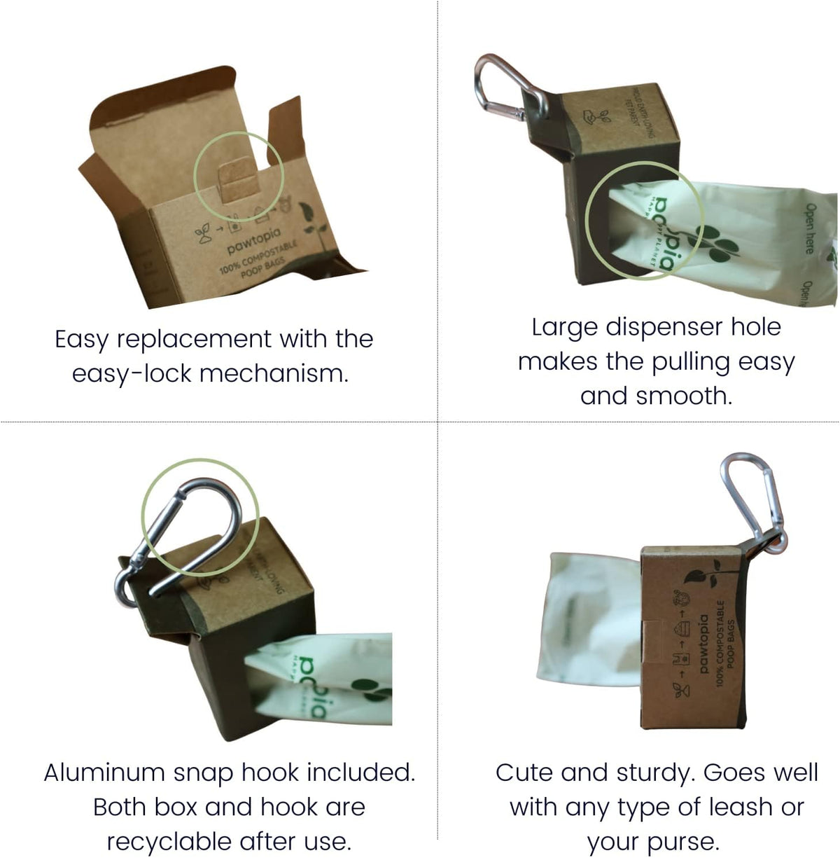 Pawtria Certified Home Compostable Dog Poop Bags (120) + Paper Dispenser, Biodegradable Poop Bags