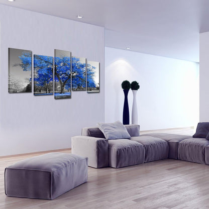 KREATIVE ARTS Canvas Print Wall Art Painting Contemporary Blue Tree In Black And White Style Fall