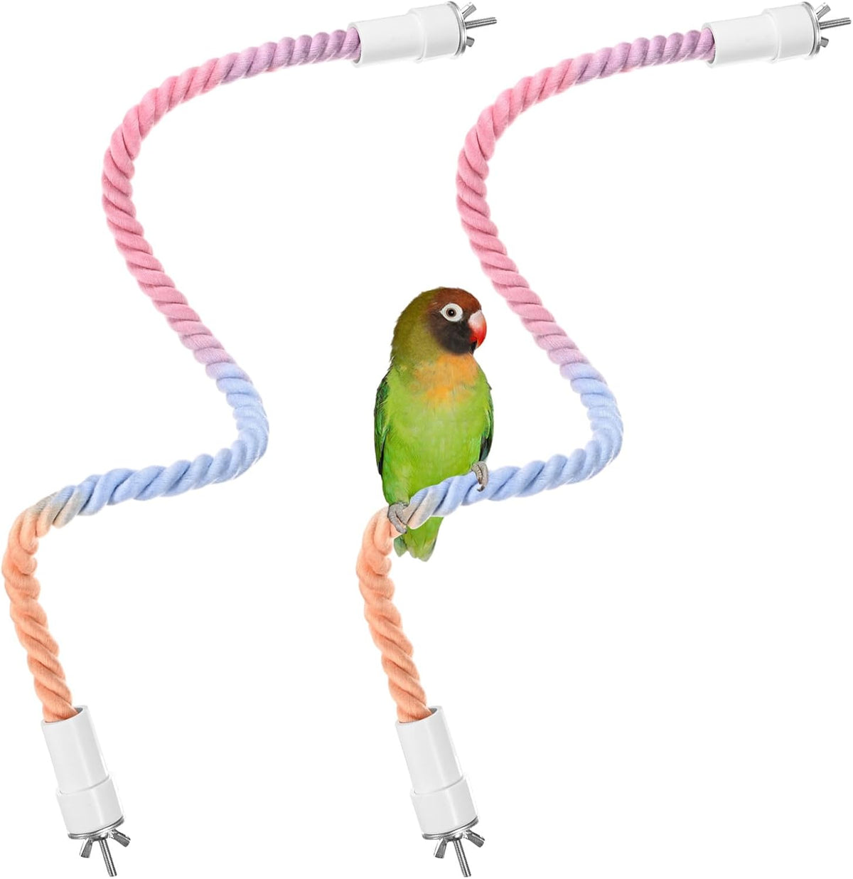 2-Pack Rope Perches for Bird Cages, 23.6 in Length Comfort Grip Flexible Rope Perch Beak & Paw