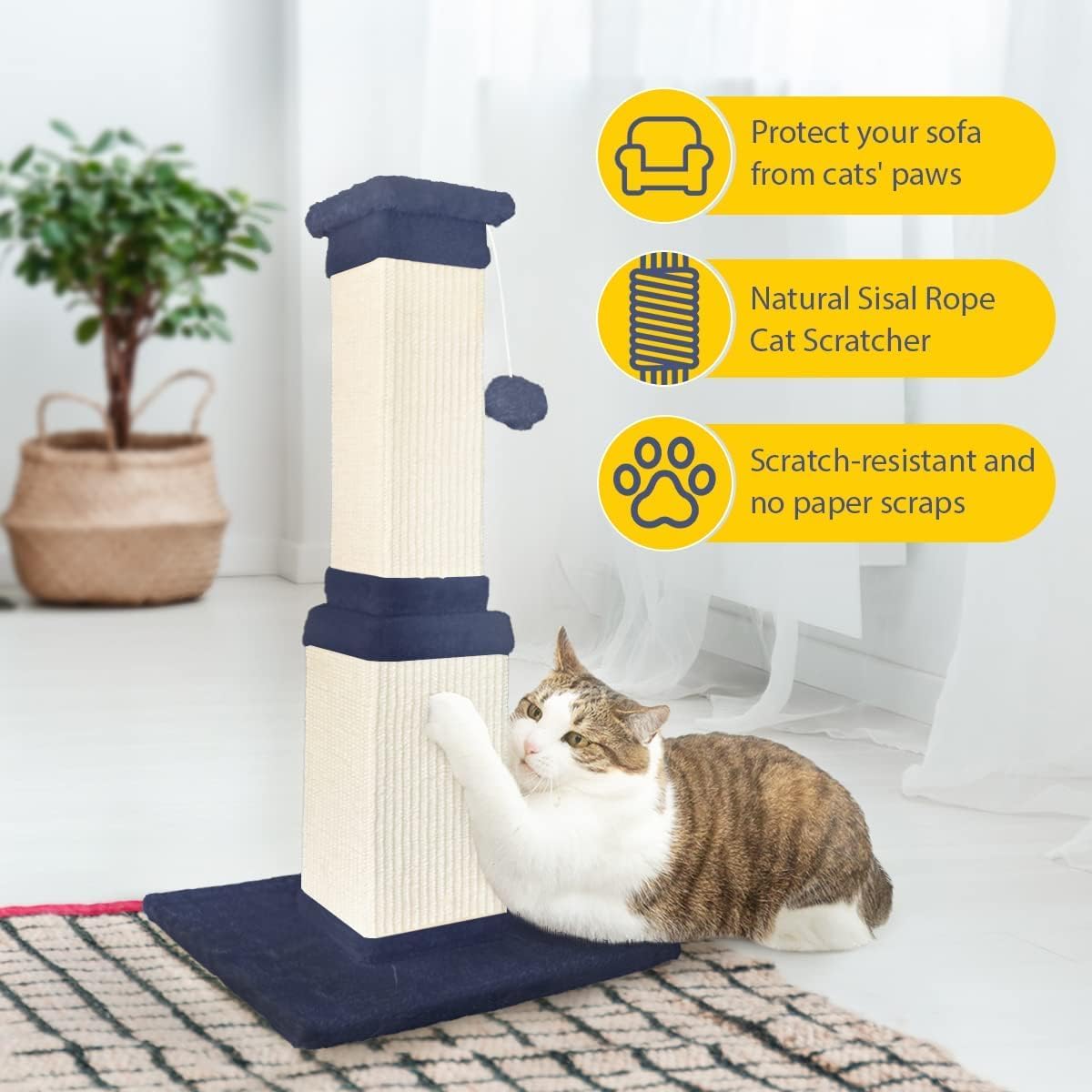 AGYM Cat Scratching Post, 32 Inch Cat Scratch Post for Cats and Kittens, Protect Your Furniture and