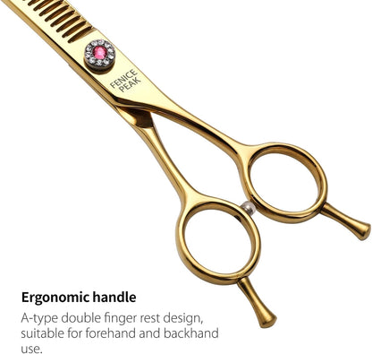 Fenice Peak Professional Dog Grooming Scissors Pet Curved Chunker Shears 7.0'' Extremely Sharp