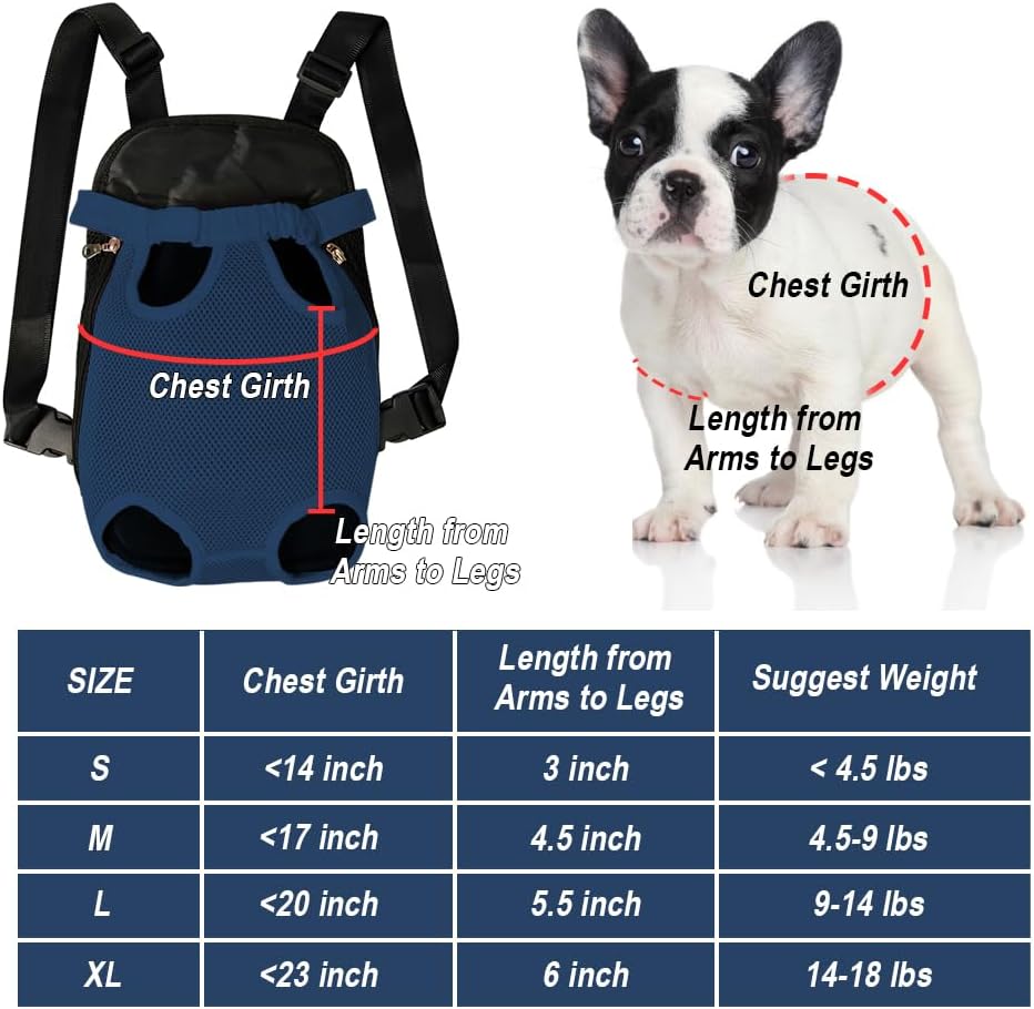 FEimaX Dog Carrier Backpack Pet Legs Out Front Cat Travel Bag, Adjustable Puppy Backpacks Carriers