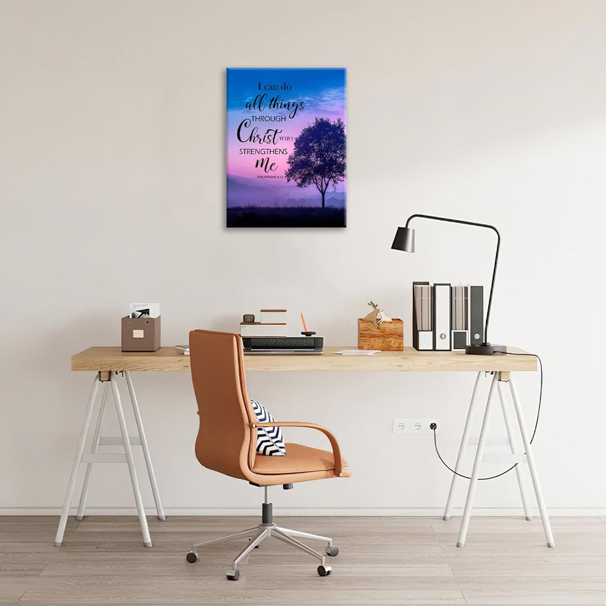 Christian Tree Wall Art I Can Do All Things Canvas Wall Decor Prints Framed Painting Purple