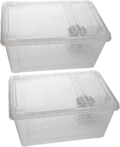 OMEM Portable Reptile Terrarium Habitat for Mini Pet Houses Breathable Holes Stackable Container
