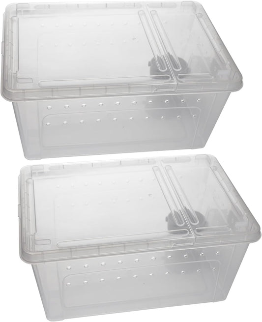 OMEM Portable Reptile Terrarium Habitat for Mini Pet Houses Breathable Holes Stackable Container