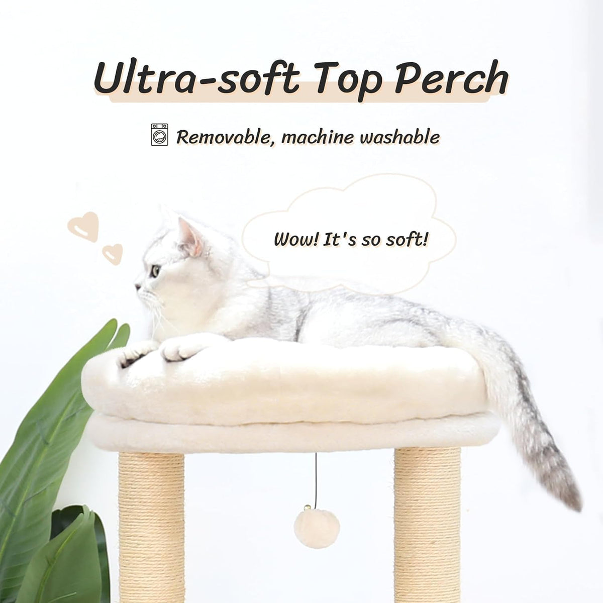 KAMABOKO Modern Cat Tree, 53" Cat Tower for Indoor Cats Natural Sisal Scratching Posts, Hand-Woven