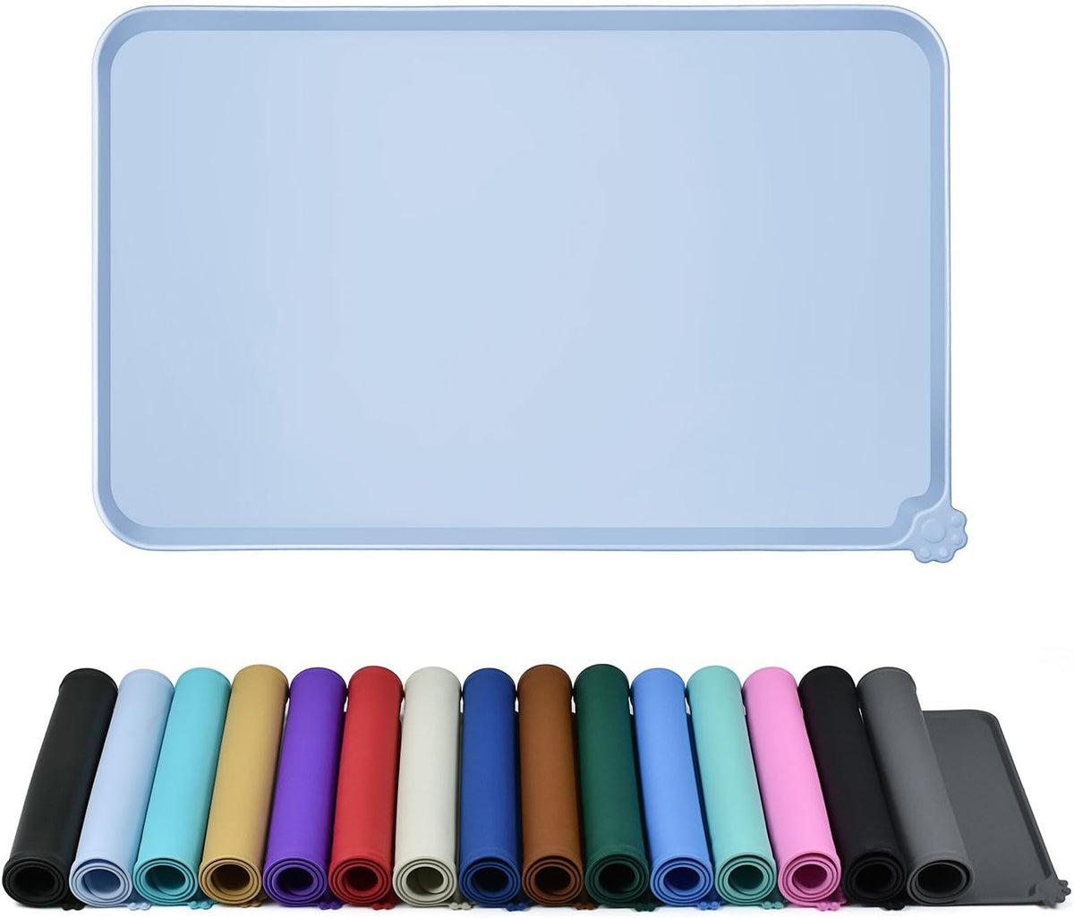Waterproof Pet Feeding Mat with High Raised Edges, Heavier and Thicker Placemats for Cat Dog Water