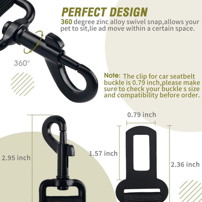 COOYOO Dog Seat Belt,3 Piece Set Retractable Dog Car Adjustable Seatbelts for Vehicle Nylon Pet