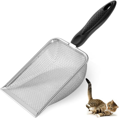 Metal Cat Litter Scoop,Sturdy Litter Cleaner Corner Shovel,Stainless Steel Mesh Litter Shovel,Easy