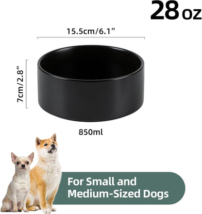 Ceramic 6.1inch Non-Slip Dog Food and Water Bowl for Small & Medium Breed Dogs,Pet Bowl for