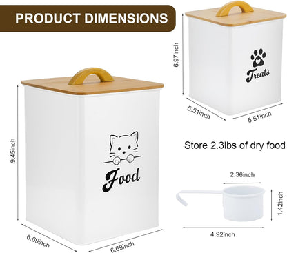Cat Food Storage Container with Scoop, 2PCS Cat Food Storage Container with Lids Airtight, Cat