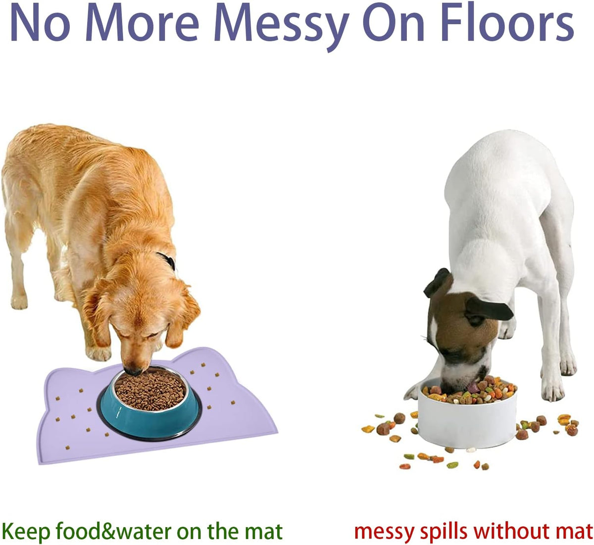 Cat Food Mat, Silicone Pet Feeding Mat for Floor Non-Slip Waterproof Dog Water Bowl Tray Cushion