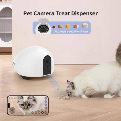 Cat Camera with Interactive Pointer Toy, Moving Robot for Dog and Cat, Mobile Pet Camera Treat