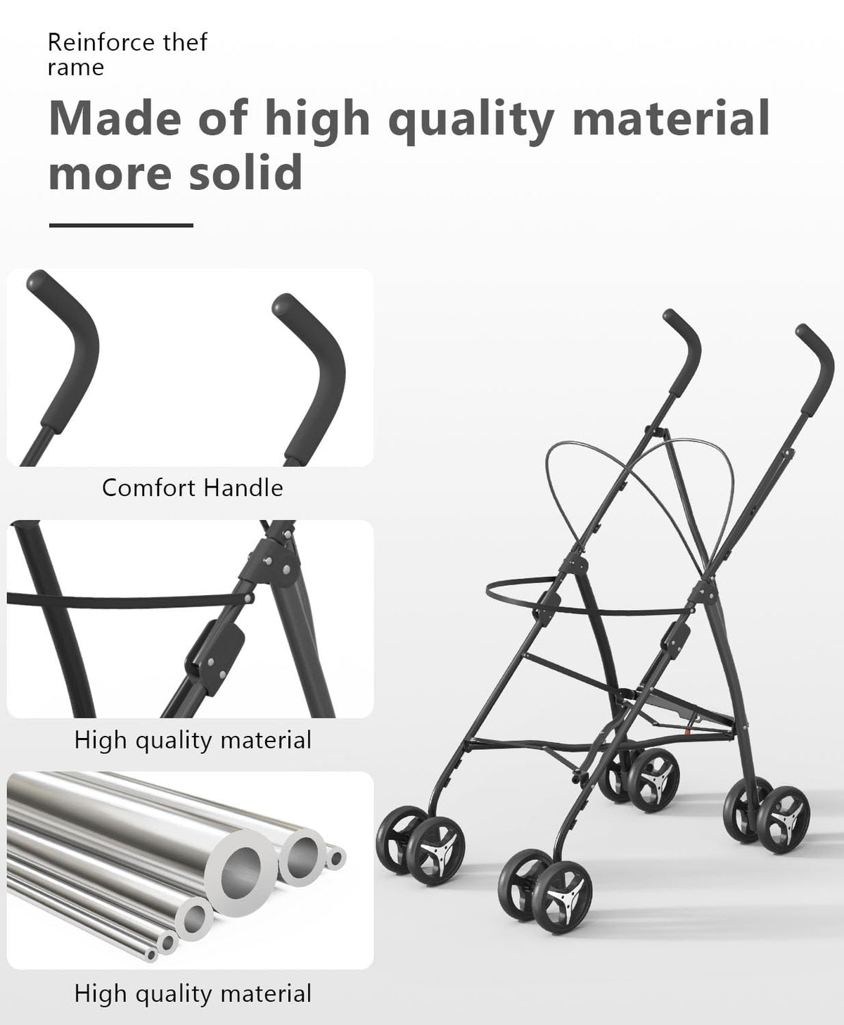 Pet Stroller with 4 Wheels for Small/Medium Pets, Portable Travel Foldable Carrier Jogger for Dog