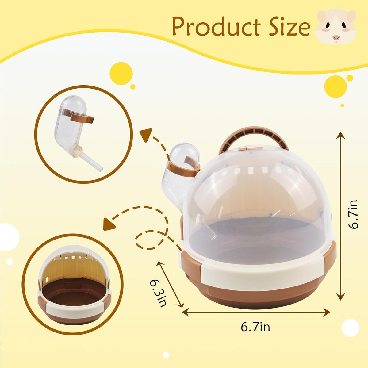Hamster Carrier Cage Portable Cages Small Animals Carry Travel Case with Water Bottle Plastic