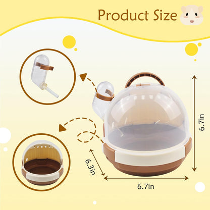 Hamster Carrier Cage Portable Cages Small Animals Carry Travel Case with Water Bottle Plastic