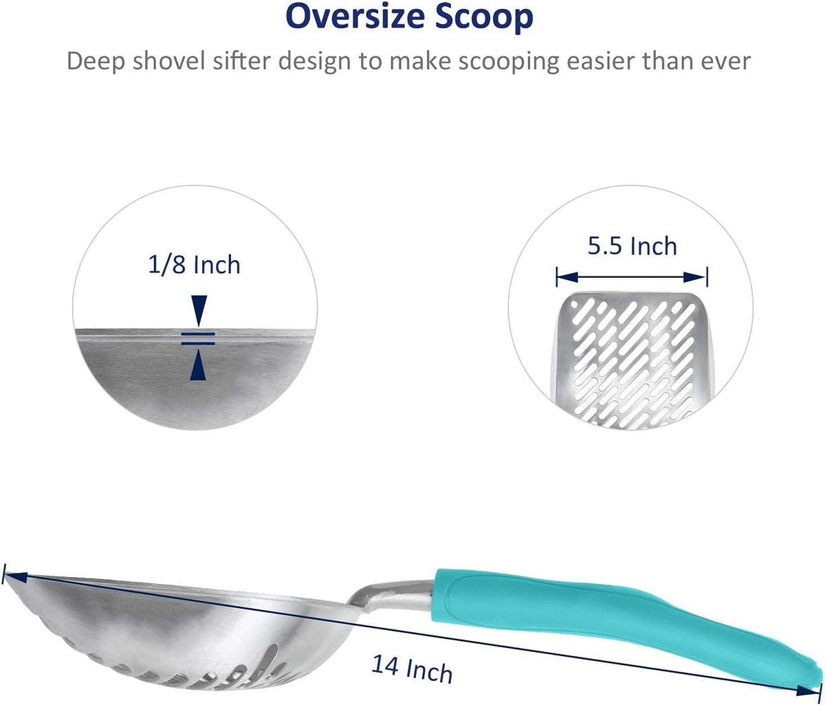 WePet Cat Litter Scoop, Aluminum Alloy Sifter, Kitty Metal Scooper, Deep Shovel with Diagonal