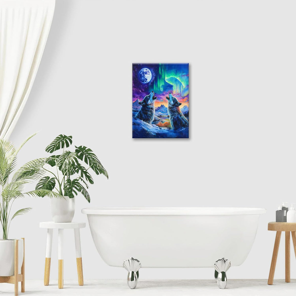 Wolf Wall Art Wolves Canvas Wall Decor Prints Framed Painting Aurora Pictures Gifts Artwork for