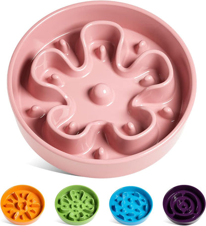 LE TAUCI Slow Feeder Dog Bowls Ceramic, 1.5 Cups Dog Food Bowl, Puppy Slow Feeder Dish for Fast