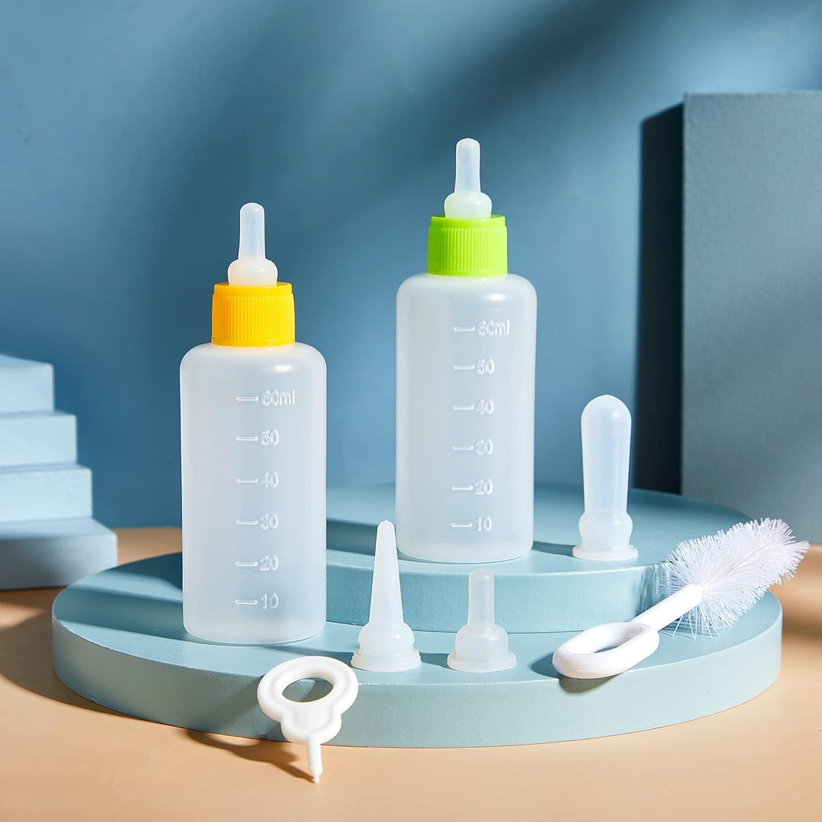 Tondiamo 16 Pieces Pet Feeding Bottle Kit Kitten Bottles Kitten Milk Replacer Puppy Milk Feeder