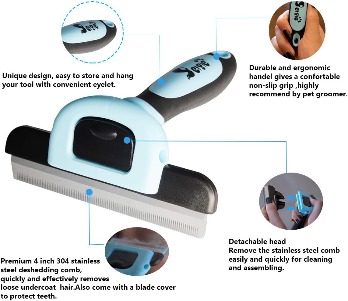 Effective Deshedding Brush and Large Dog Comb - Professional Grooming Tools for Dogs and Cats to