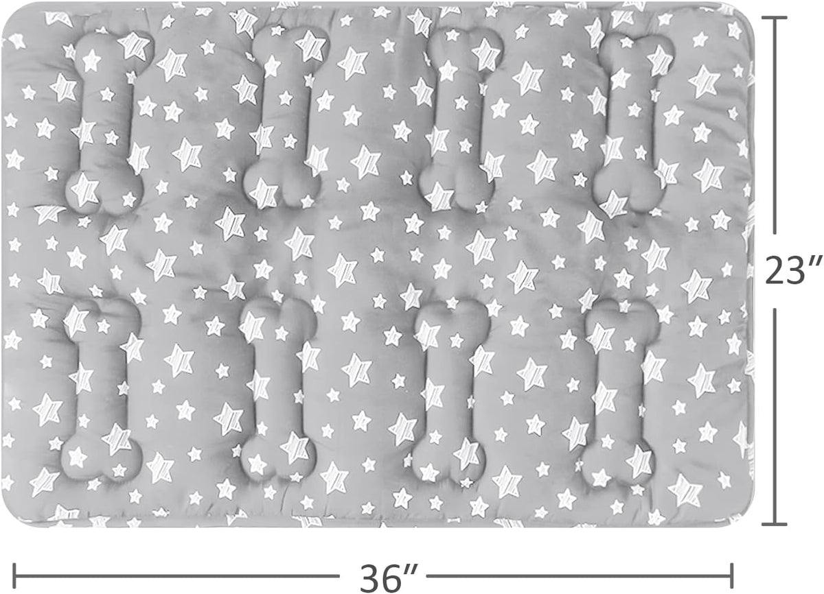 Dog Crate Mat (36" X 23") 2 Pack, Soft Dog Bed Mat with Cute Stars, Personalized Dog Crate Pad