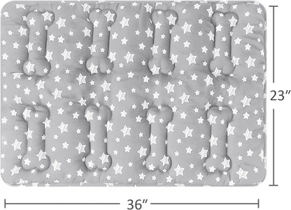 Dog Crate Mat (36" X 23") 2 Pack, Soft Dog Bed Mat with Cute Stars, Personalized Dog Crate Pad