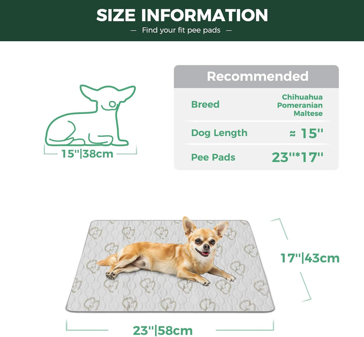 FXW Washable Pee Pads for Dogs, Puppy Pads with Super Absorbent, Specifically Designed for 24inch