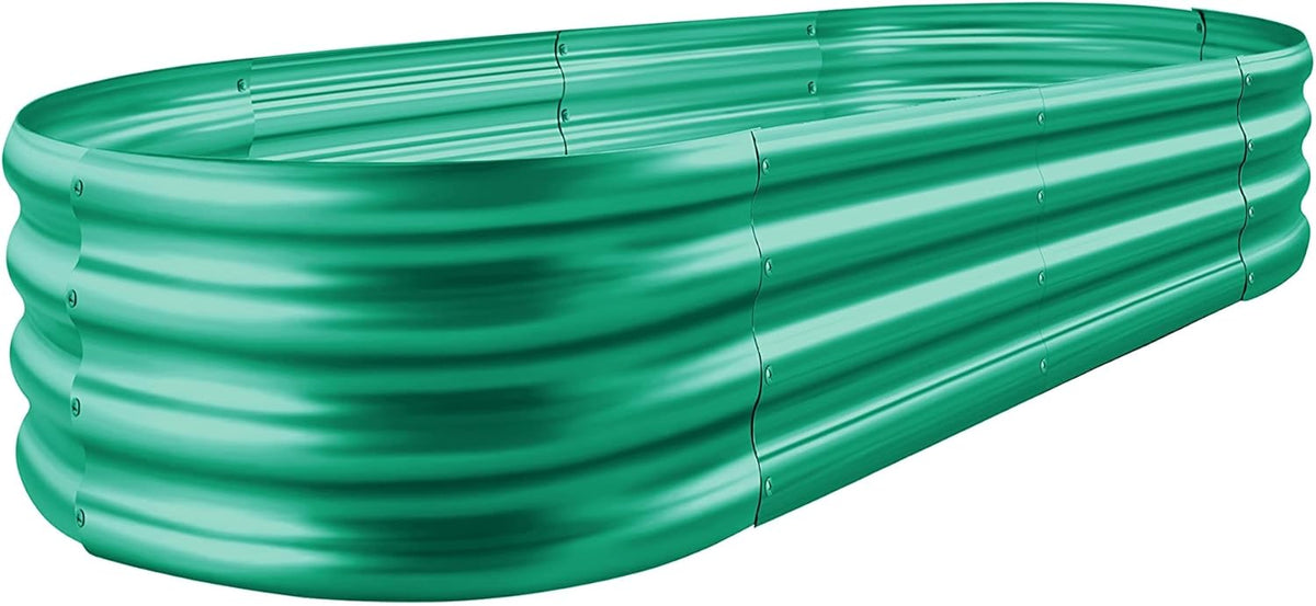 Land Guard Galvanized Raised Garden Bed Kit, Galvanized Planter Raised Garden Boxes Outdoor, Oval