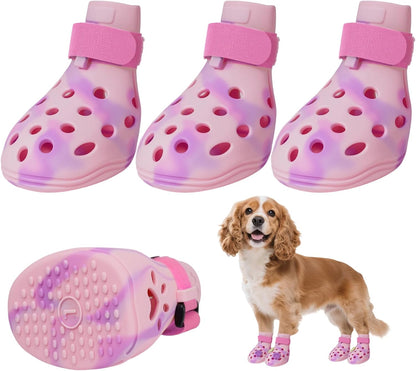 Dog Shoes for Hot Pavement, Adjustable Magic Tape Boots for Small, Medium & Large Dogs, Anti-Slip