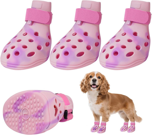 Dog Shoes for Hot Pavement, Adjustable Magic Tape Boots for Small, Medium & Large Dogs, Anti-Slip